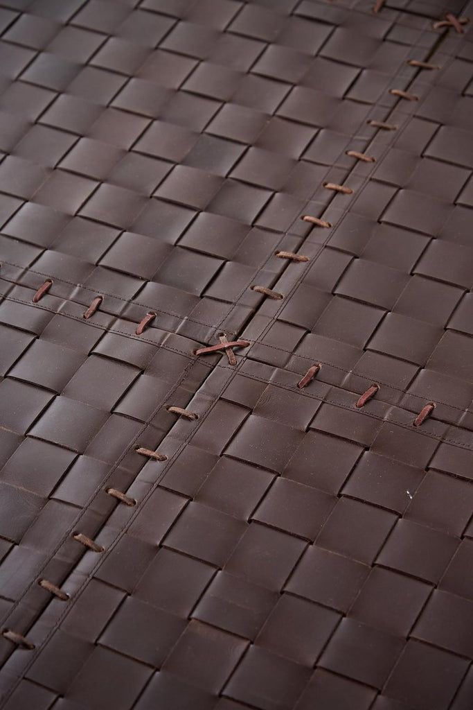 Woven Leather Strap Rug or Carpet