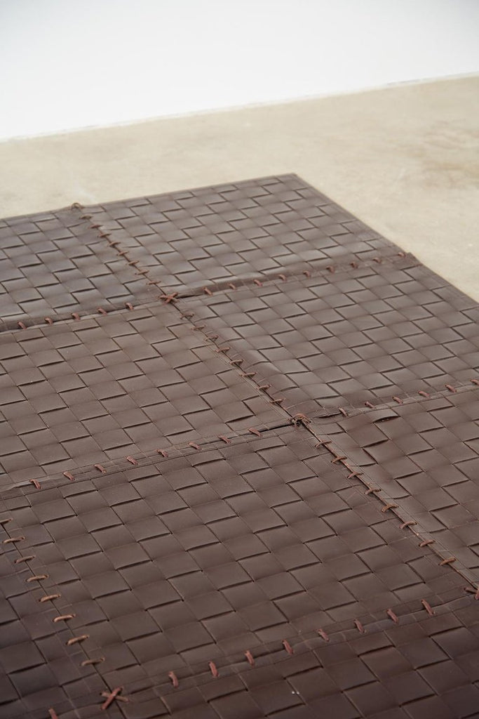 Woven Leather Strap Rug or Carpet