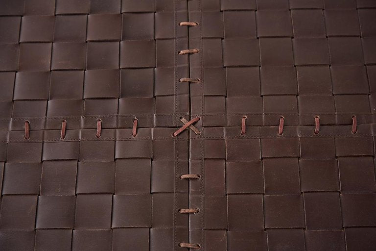 Woven Leather Strap Rug or Carpet