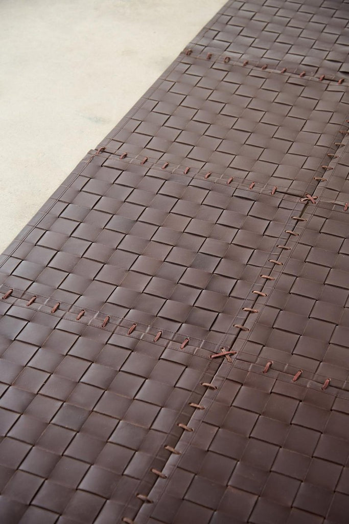 Woven Leather Strap Rug or Carpet