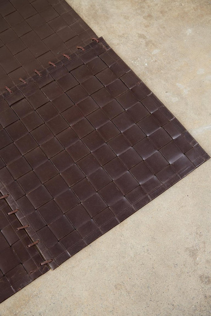 Woven Leather Strap Rug or Carpet