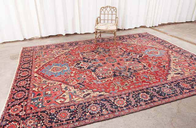 Semi Antique Persian Heriz Wool Rug