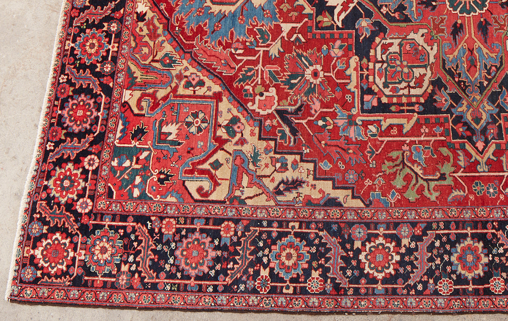 Semi Antique Persian Heriz Wool Rug