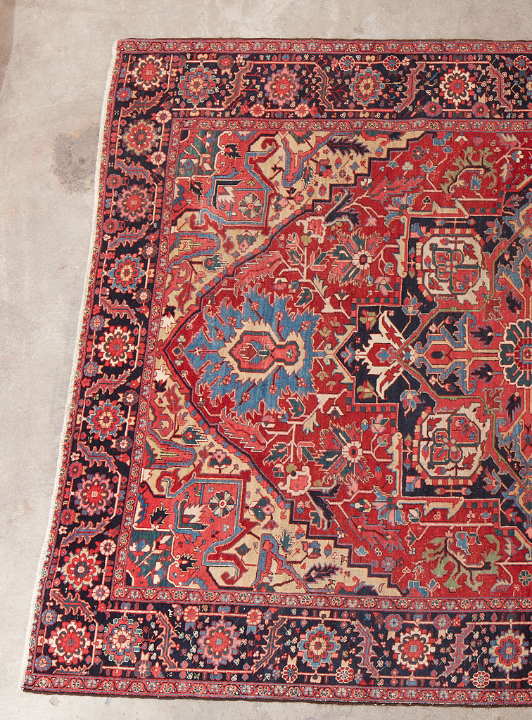 Semi Antique Persian Heriz Wool Rug