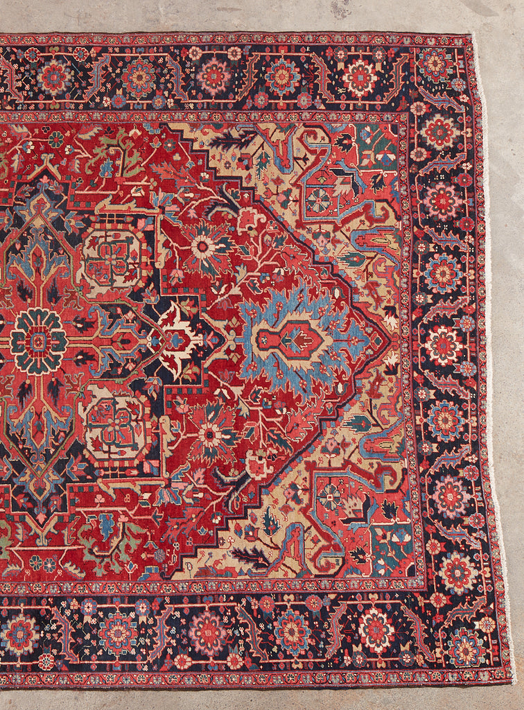 Semi Antique Persian Heriz Wool Rug