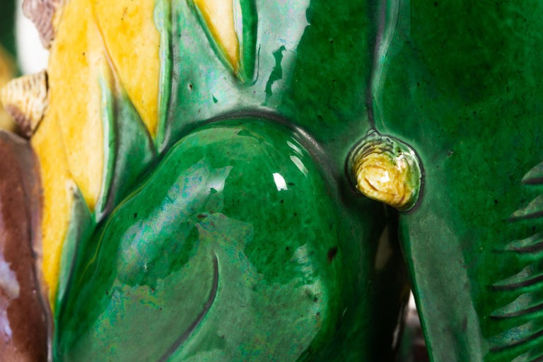 Pair of Chinese Famille Verte Foo Dogs on Stands