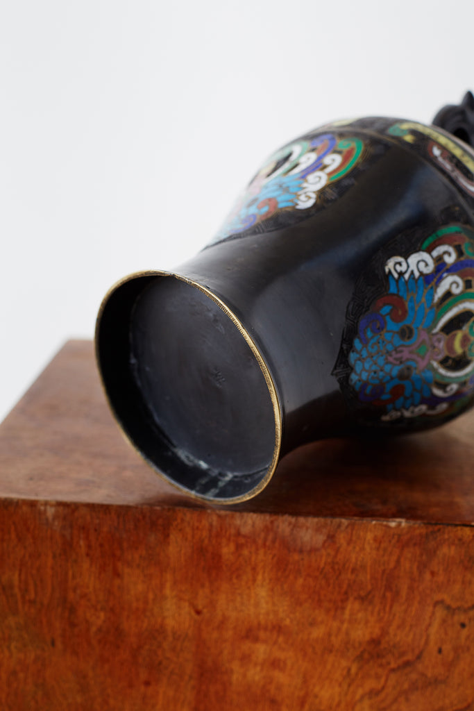 20th Century Japanese Bronze Champlevé Enamel Vase