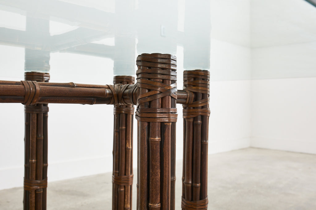 McGuire Organic Modern Bamboo Rattan Rectangular Dining Table