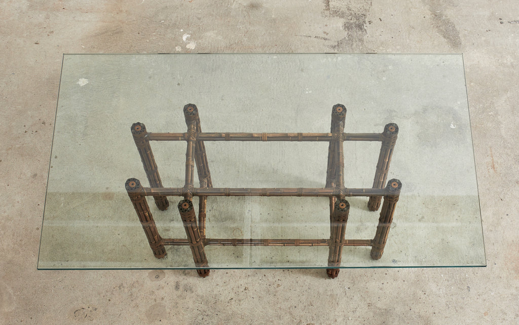 McGuire Organic Modern Bamboo Rattan Rectangular Dining Table