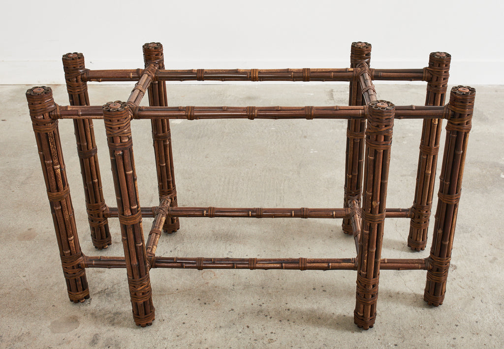 McGuire Organic Modern Bamboo Rattan Rectangular Dining Table