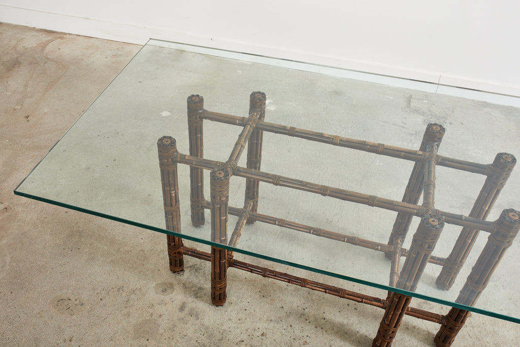 McGuire Organic Modern Bamboo Rattan Rectangular Dining Table