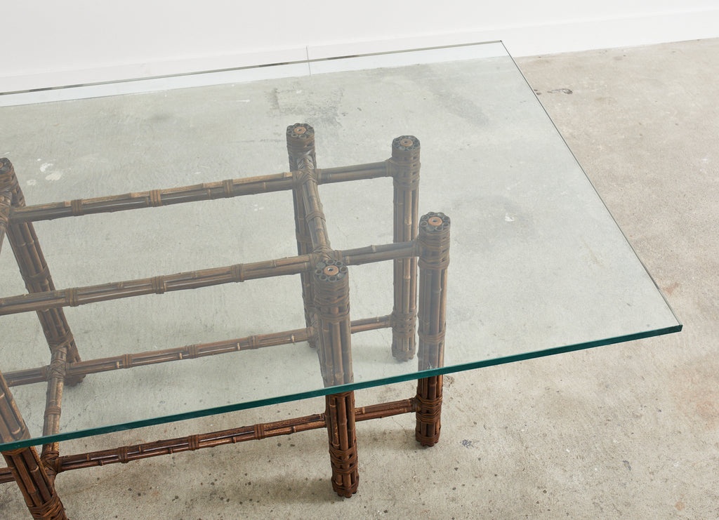 McGuire Organic Modern Bamboo Rattan Rectangular Dining Table