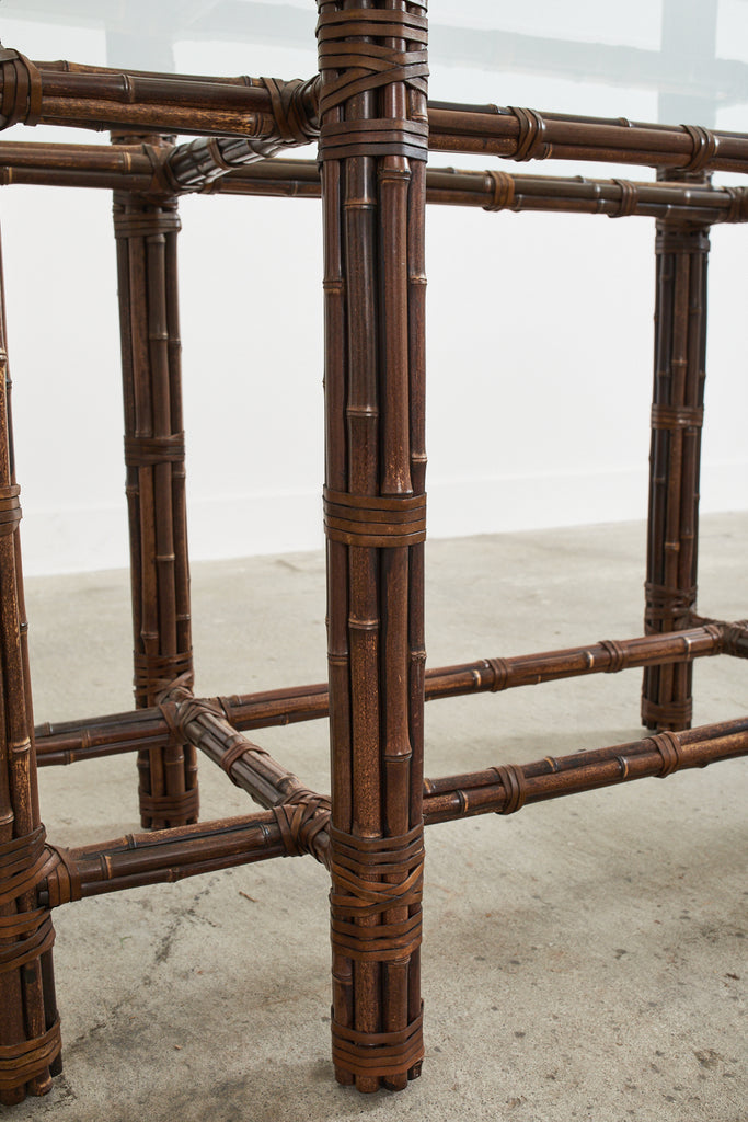 McGuire Organic Modern Bamboo Rattan Rectangular Dining Table