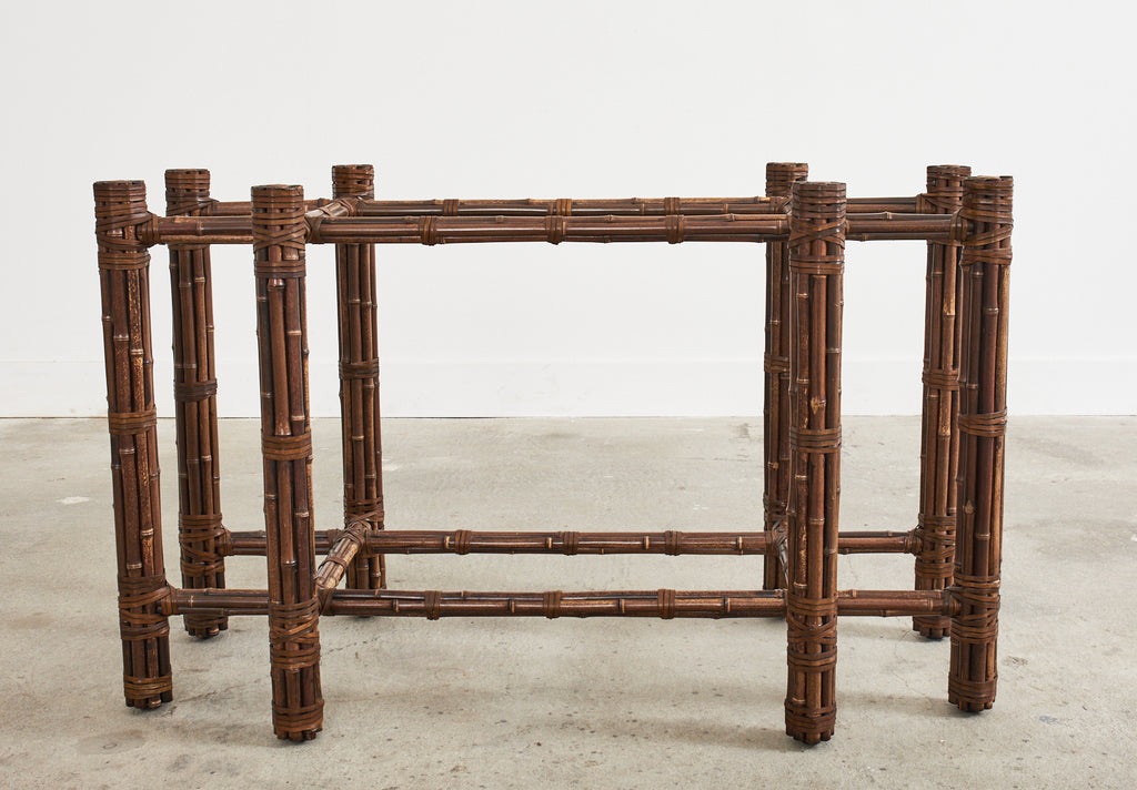 McGuire Organic Modern Bamboo Rattan Rectangular Dining Table