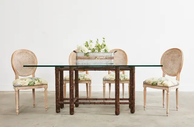 McGuire Organic Modern Bamboo Rattan Rectangular Dining Table