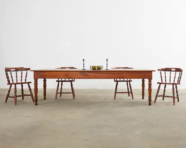 Set of Four Country Danish Painted Windsor Captain's Chair