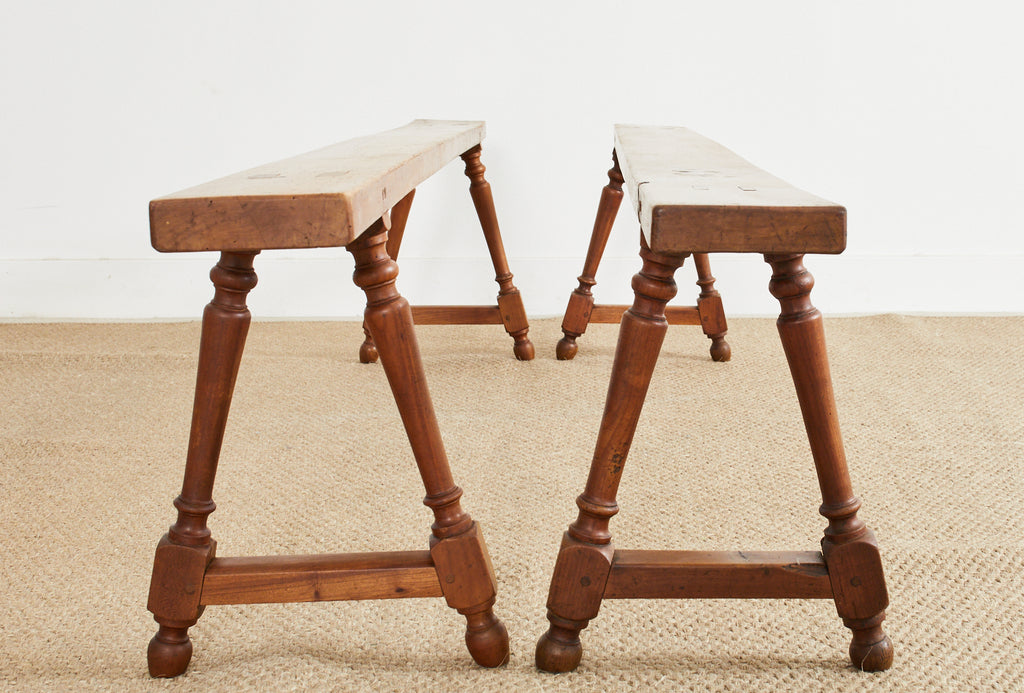 Pair of 19th Century Country French Provincial Farmhouse Benches