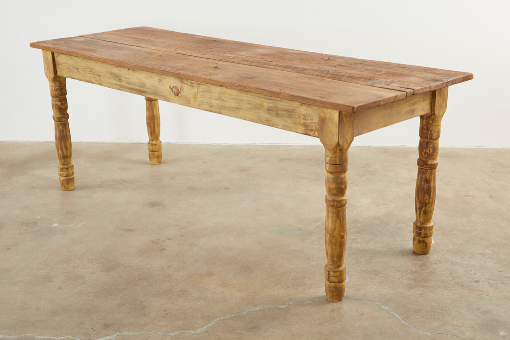 American Pine Barnwood Painted Farmhouse Dining Table