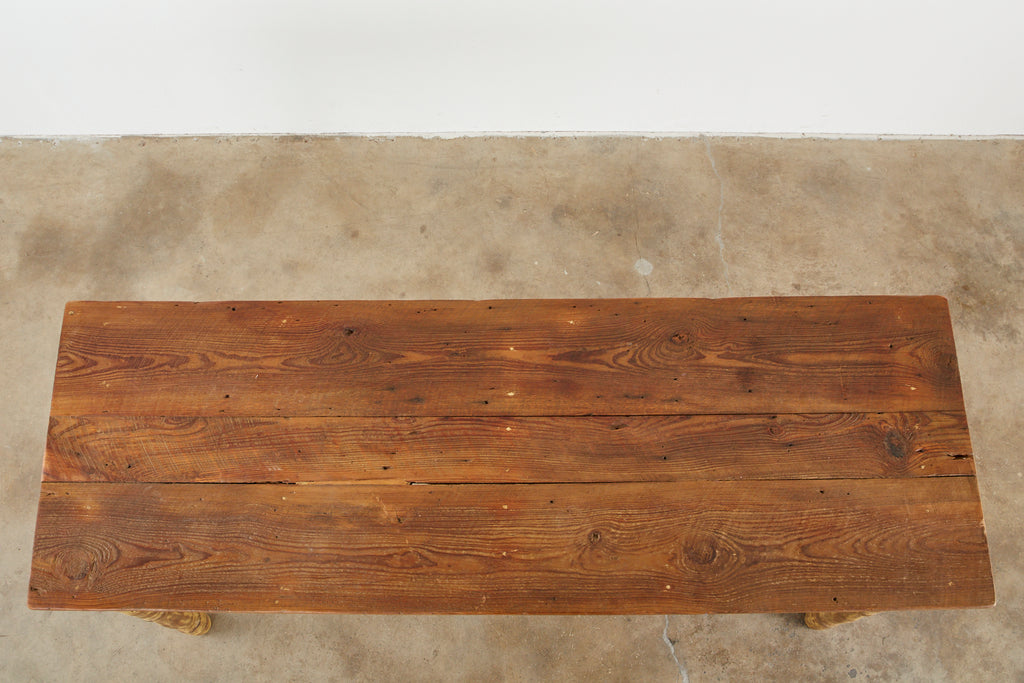 American Pine Barnwood Painted Farmhouse Dining Table