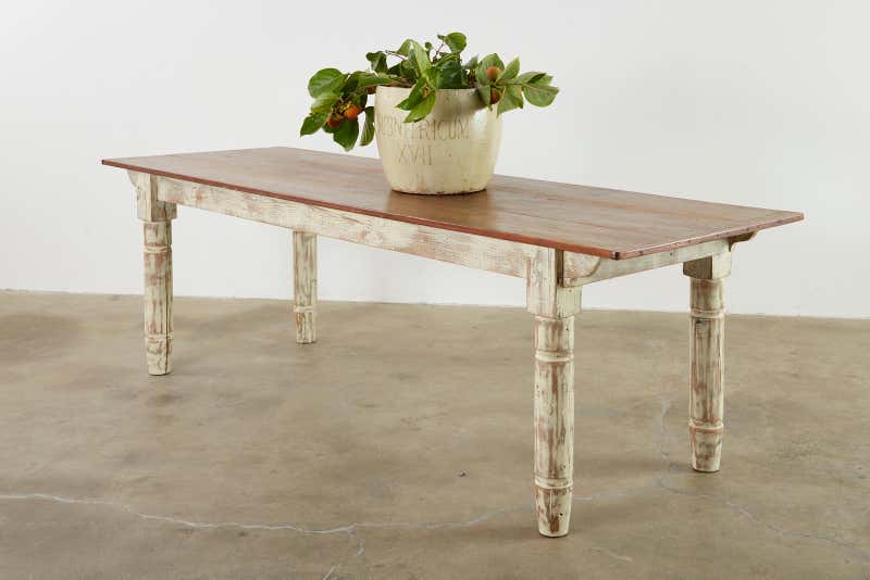 American Country Painted Pine Farmhouse Dining Table