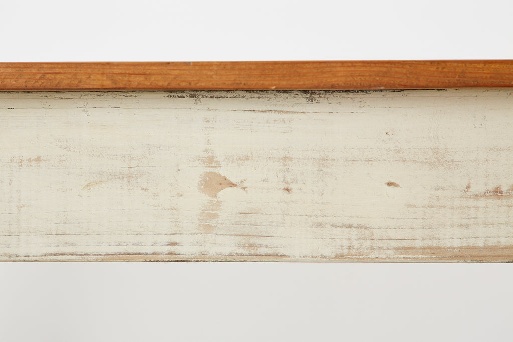 Rustic American Cream Painted Pine Farmhouse Dining Table