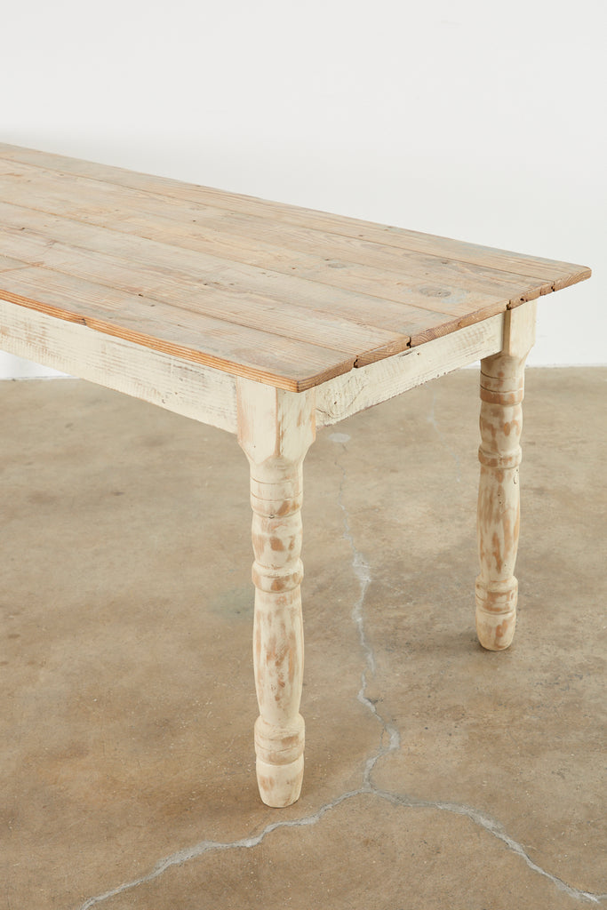 American Country White Painted Pine Farmhouse Dining Table