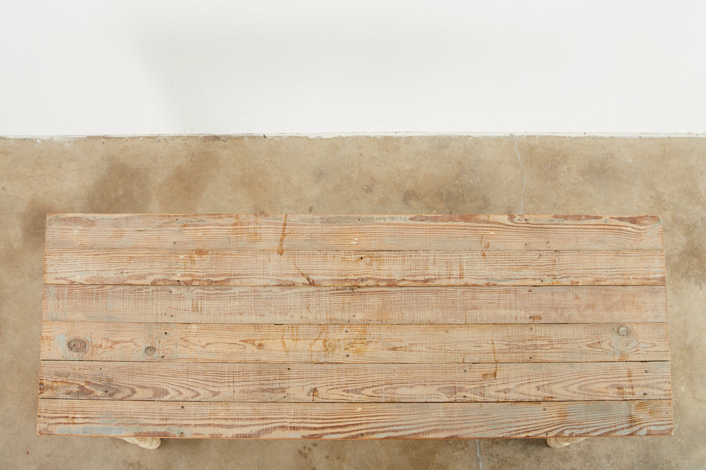 American Country White Painted Pine Farmhouse Dining Table