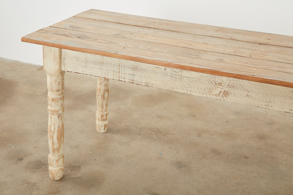 American Country White Painted Pine Farmhouse Dining Table