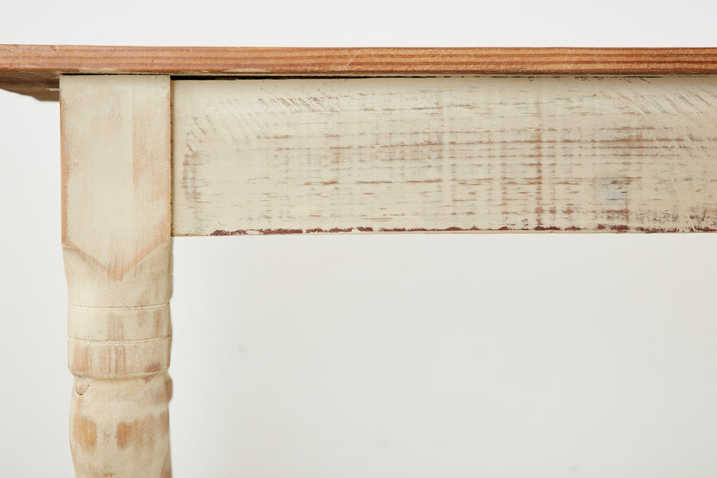 American Country White Painted Pine Farmhouse Dining Table