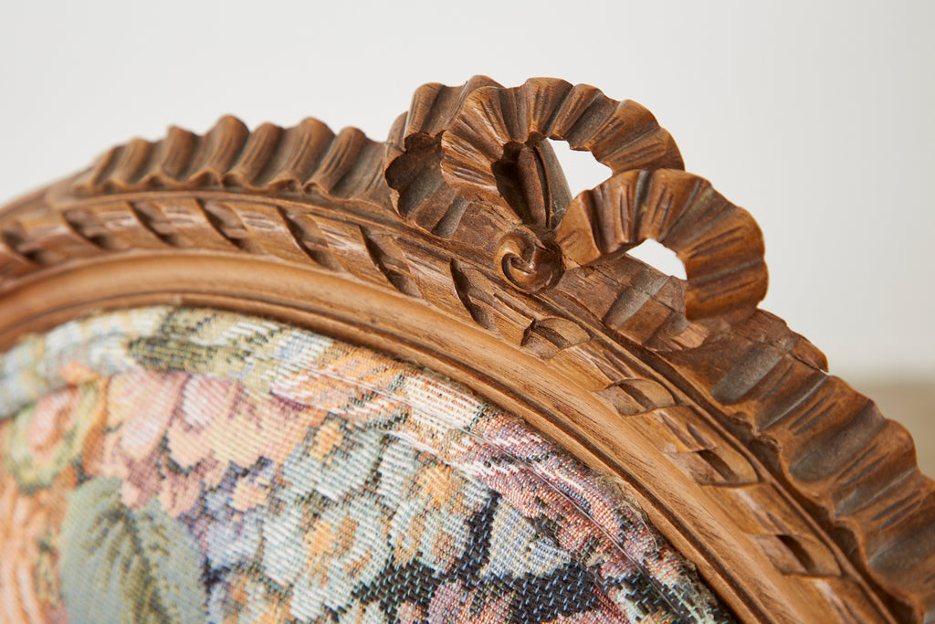 Pair of French Louis XVI Style Carved Fauteuil Armchairs