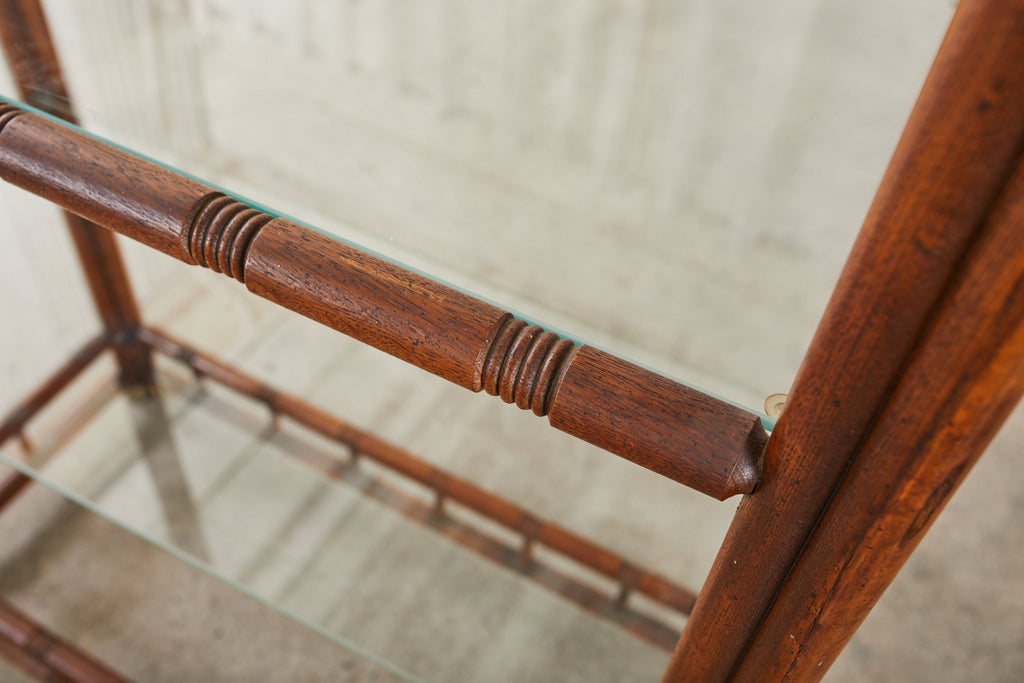 Pair of Mid-Century Faux Bamboo Etagere Shelves by Heritage