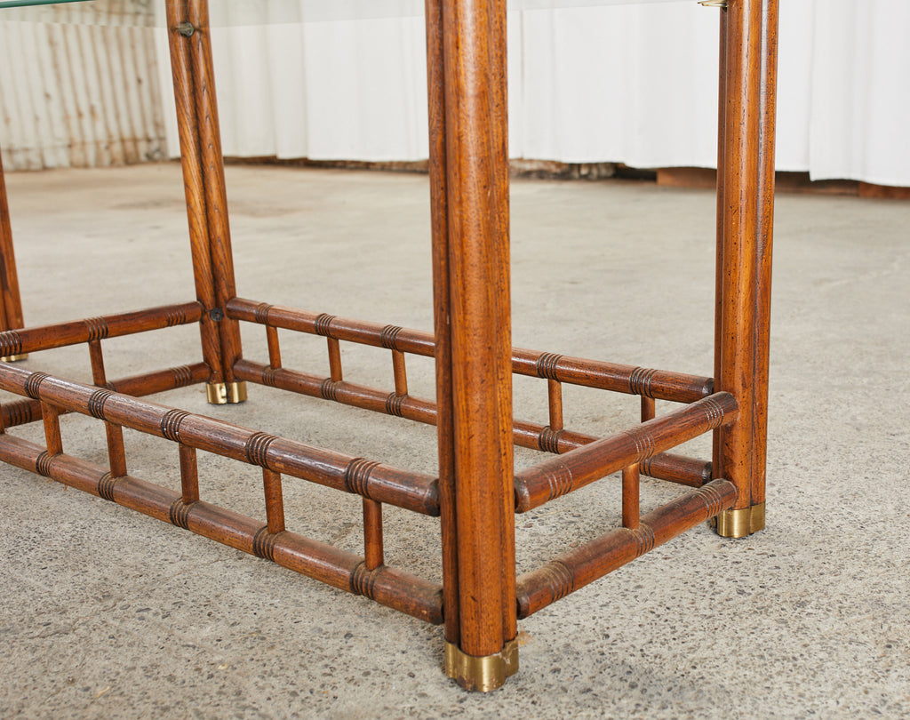 Pair of Mid-Century Faux Bamboo Etagere Shelves by Heritage