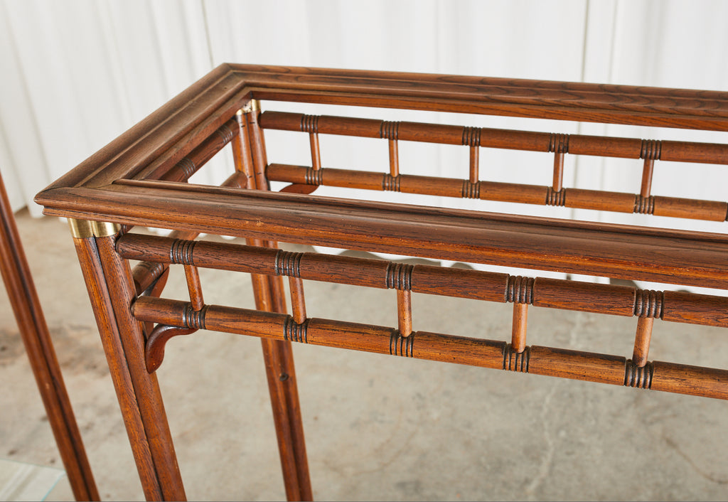 Pair of Mid-Century Faux Bamboo Etagere Shelves by Heritage