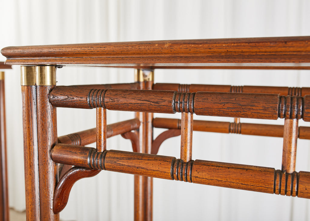 Pair of Mid-Century Faux Bamboo Etagere Shelves by Heritage