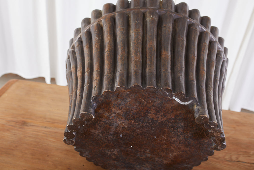 Bronze Faux Bamboo Garden Jardiniere Planters