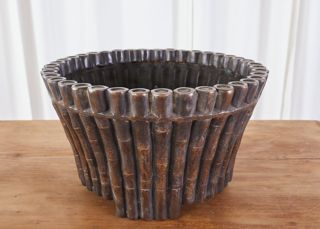 Bronze Faux Bamboo Garden Jardiniere Planters