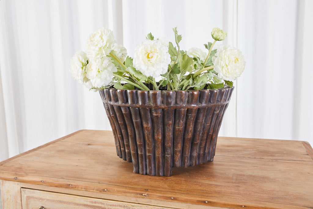 Bronze Faux Bamboo Garden Jardiniere Planters
