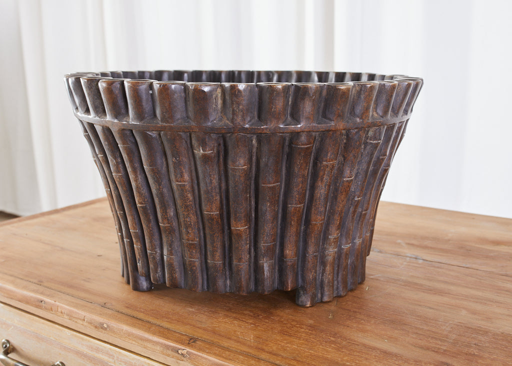 Bronze Faux Bamboo Garden Jardiniere Planters