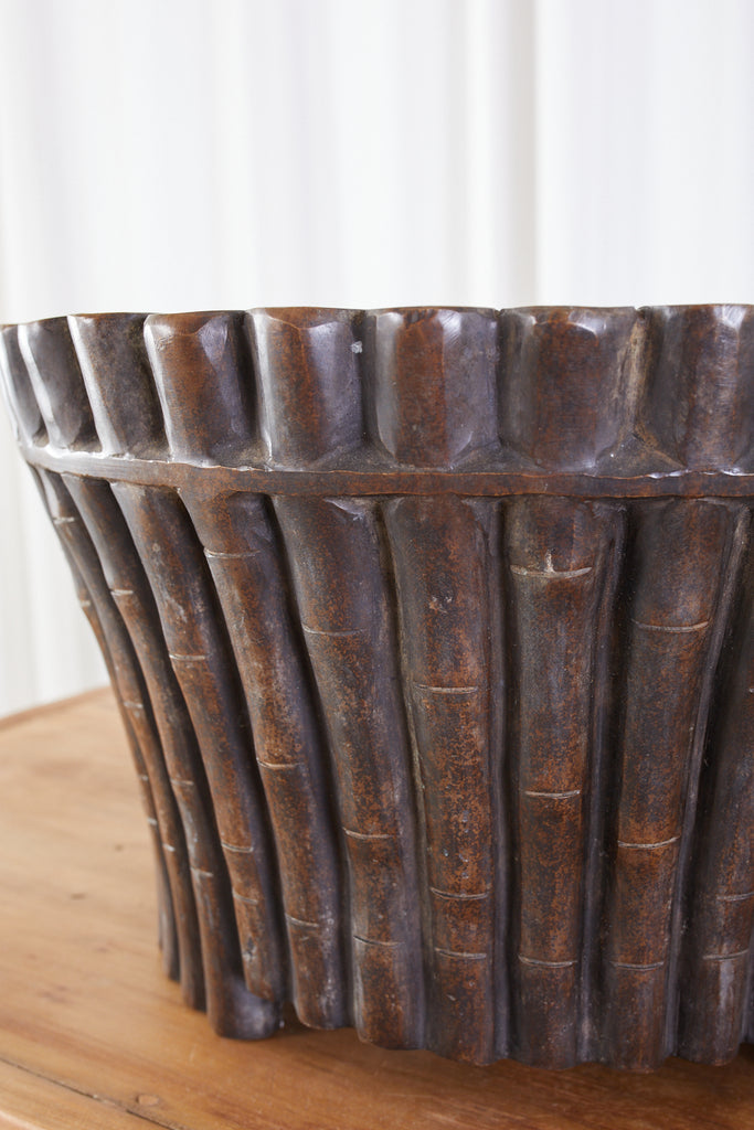 Bronze Faux Bamboo Garden Jardiniere Planters
