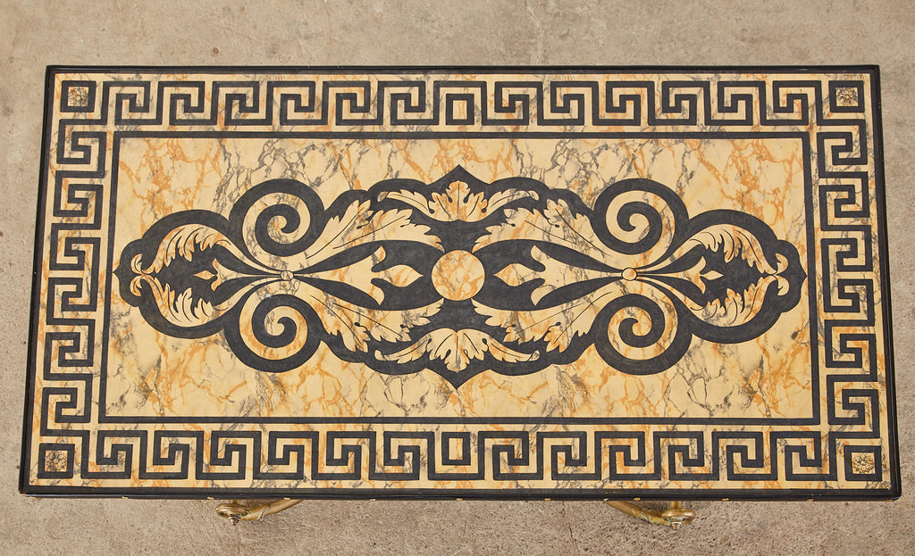 Art Nouveau Faux Marble Painted Brass Dining Table