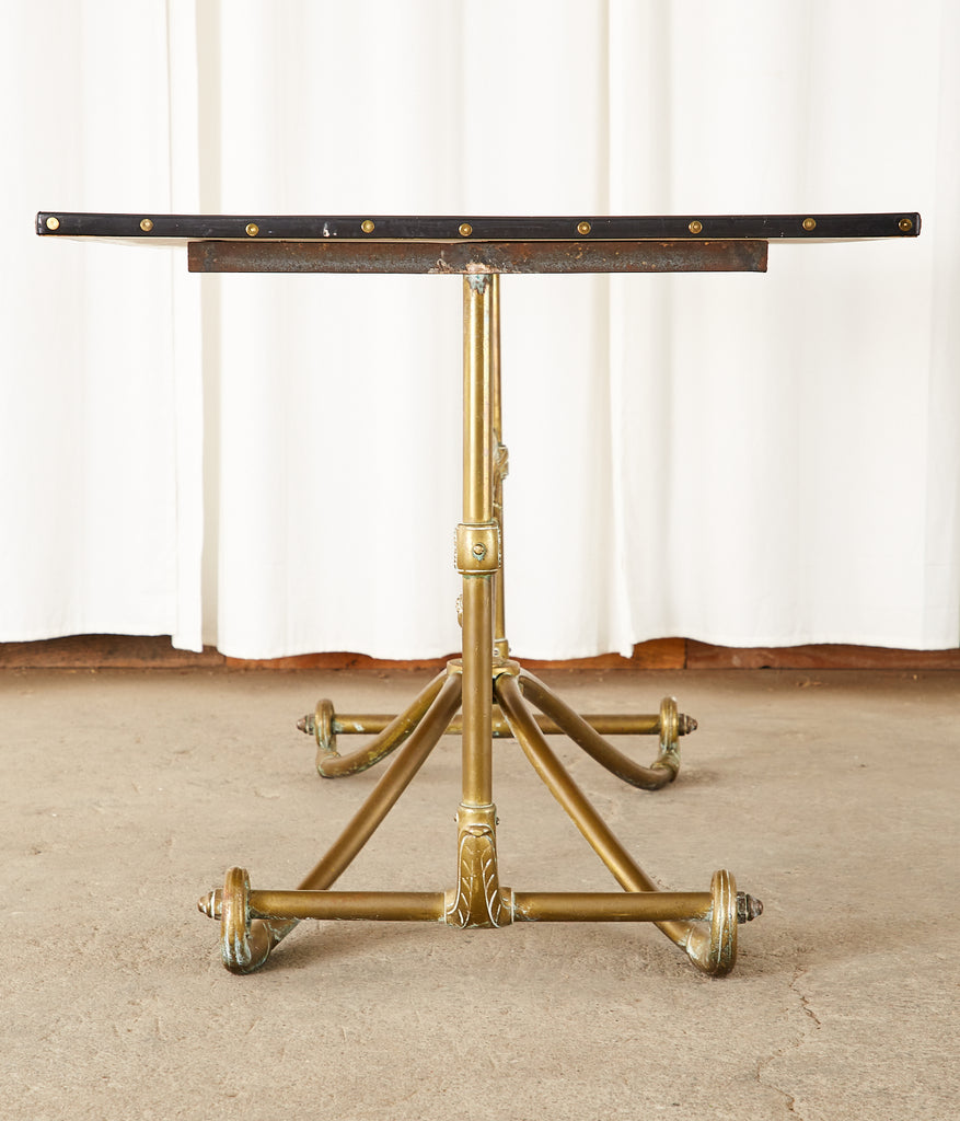 Art Nouveau Faux Marble Painted Brass Dining Table