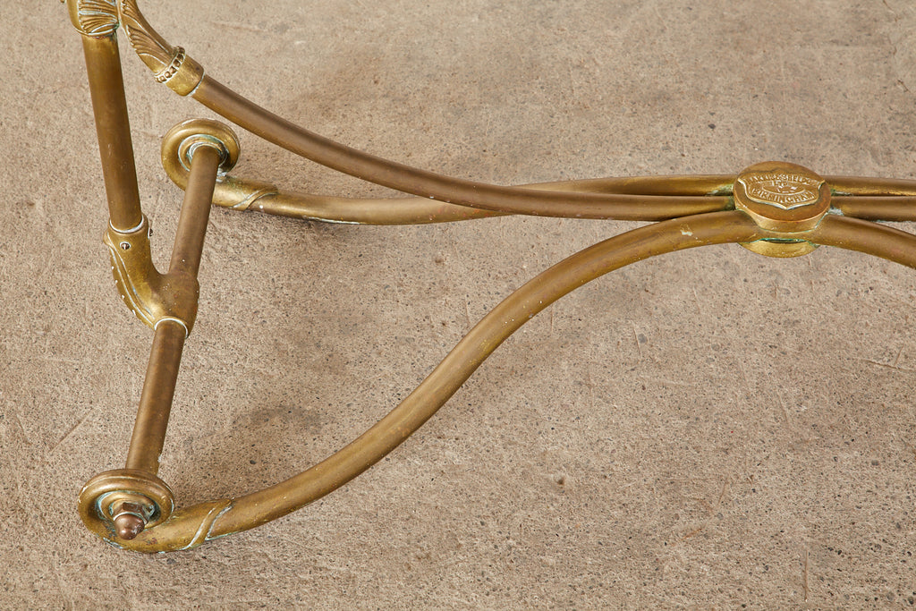 Art Nouveau Faux Marble Painted Brass Dining Table