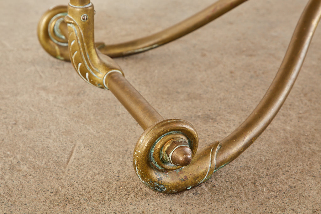 Art Nouveau Faux Marble Painted Brass Dining Table