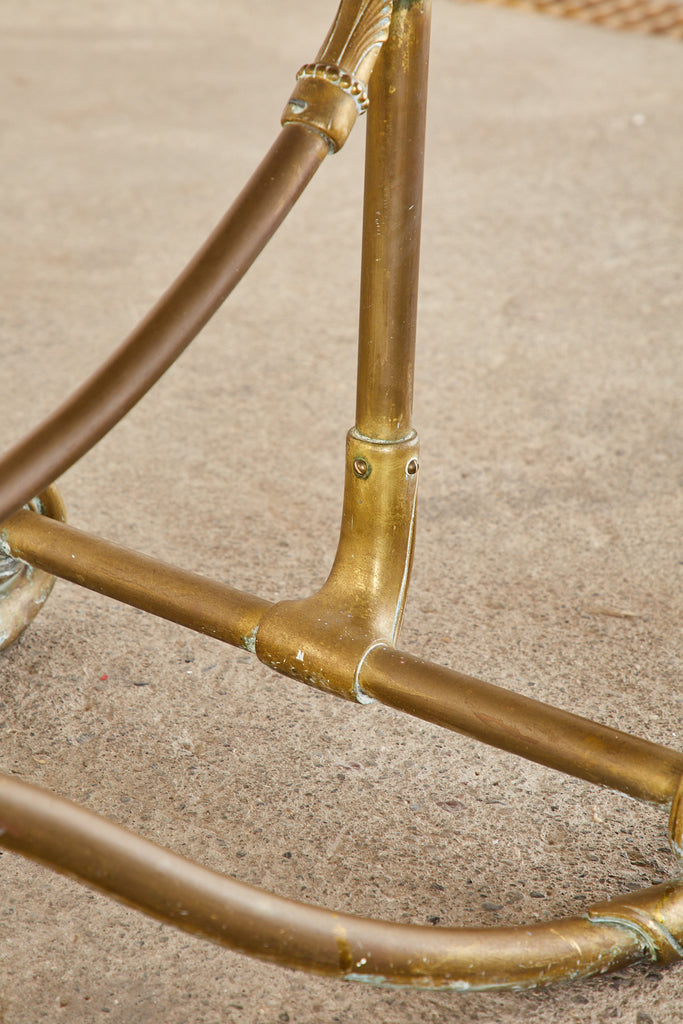 Art Nouveau Faux Marble Painted Brass Dining Table