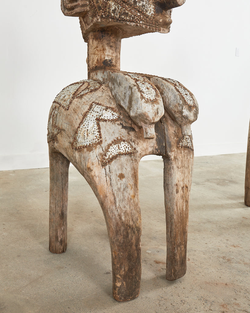 Pair of West African Baga Nimba Carved Fertility Mask Sculptures