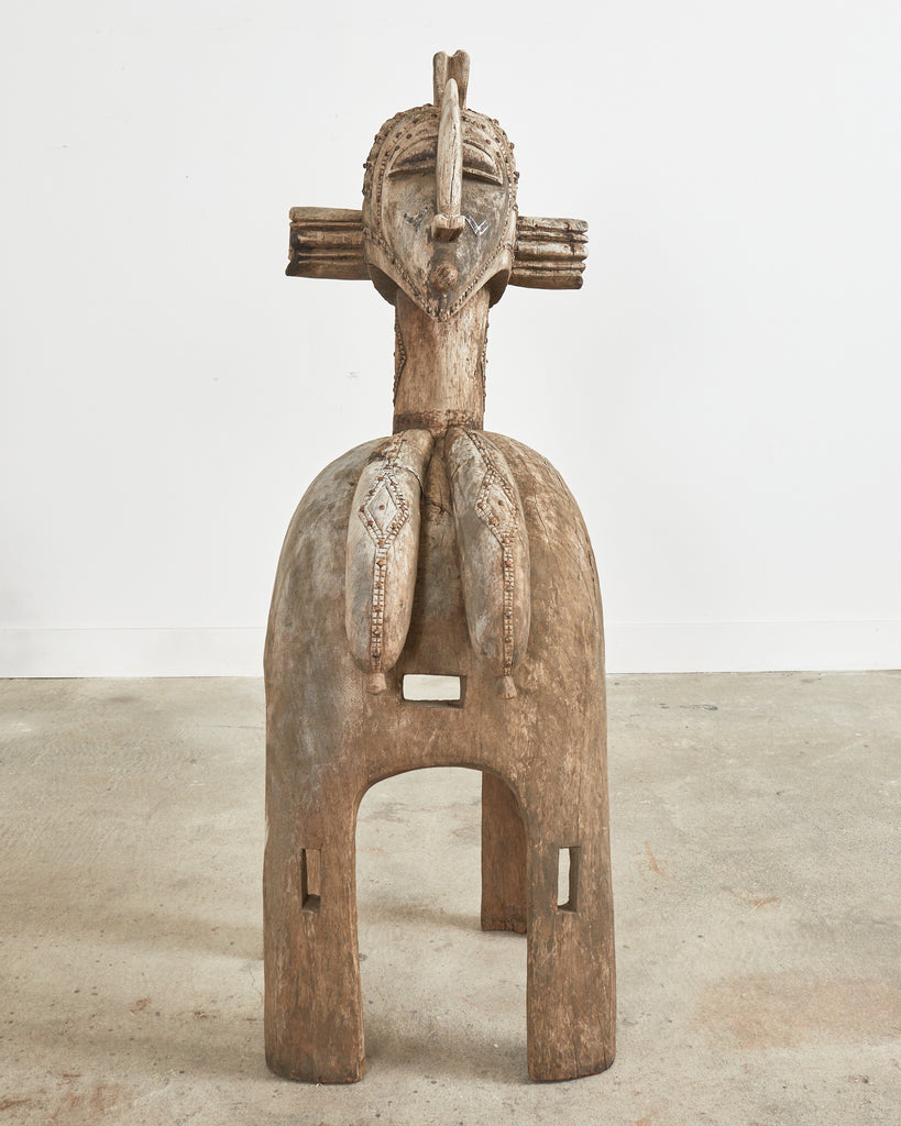 Pair of West African Baga Nimba Carved Fertility Mask Sculptures