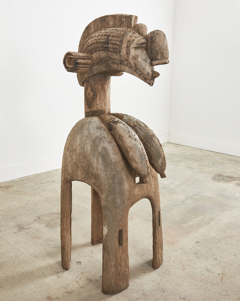 Pair of West African Baga Nimba Carved Fertility Mask Sculptures