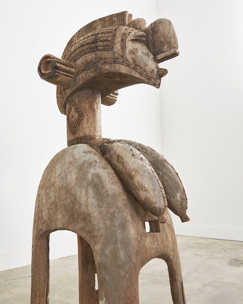 Pair of West African Baga Nimba Carved Fertility Mask Sculptures