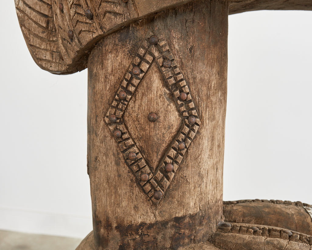 Pair of West African Baga Nimba Carved Fertility Mask Sculptures