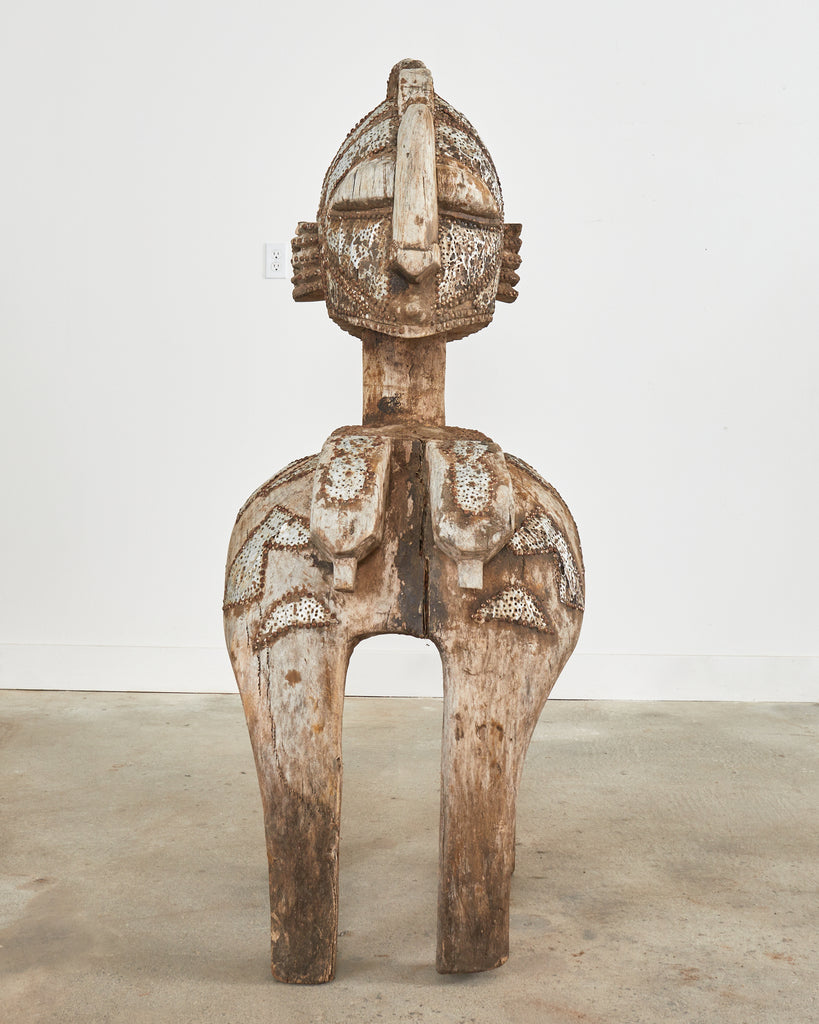 Pair of West African Baga Nimba Carved Fertility Mask Sculptures